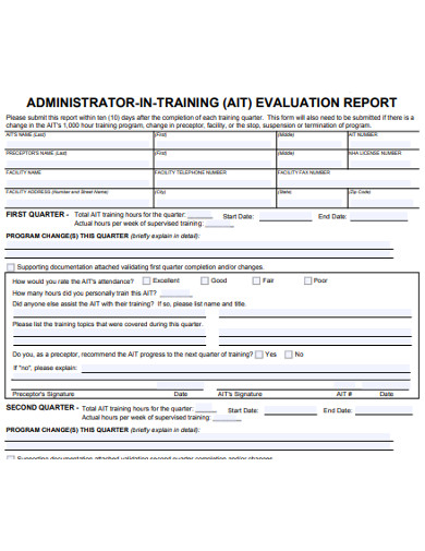 training evaluation report 