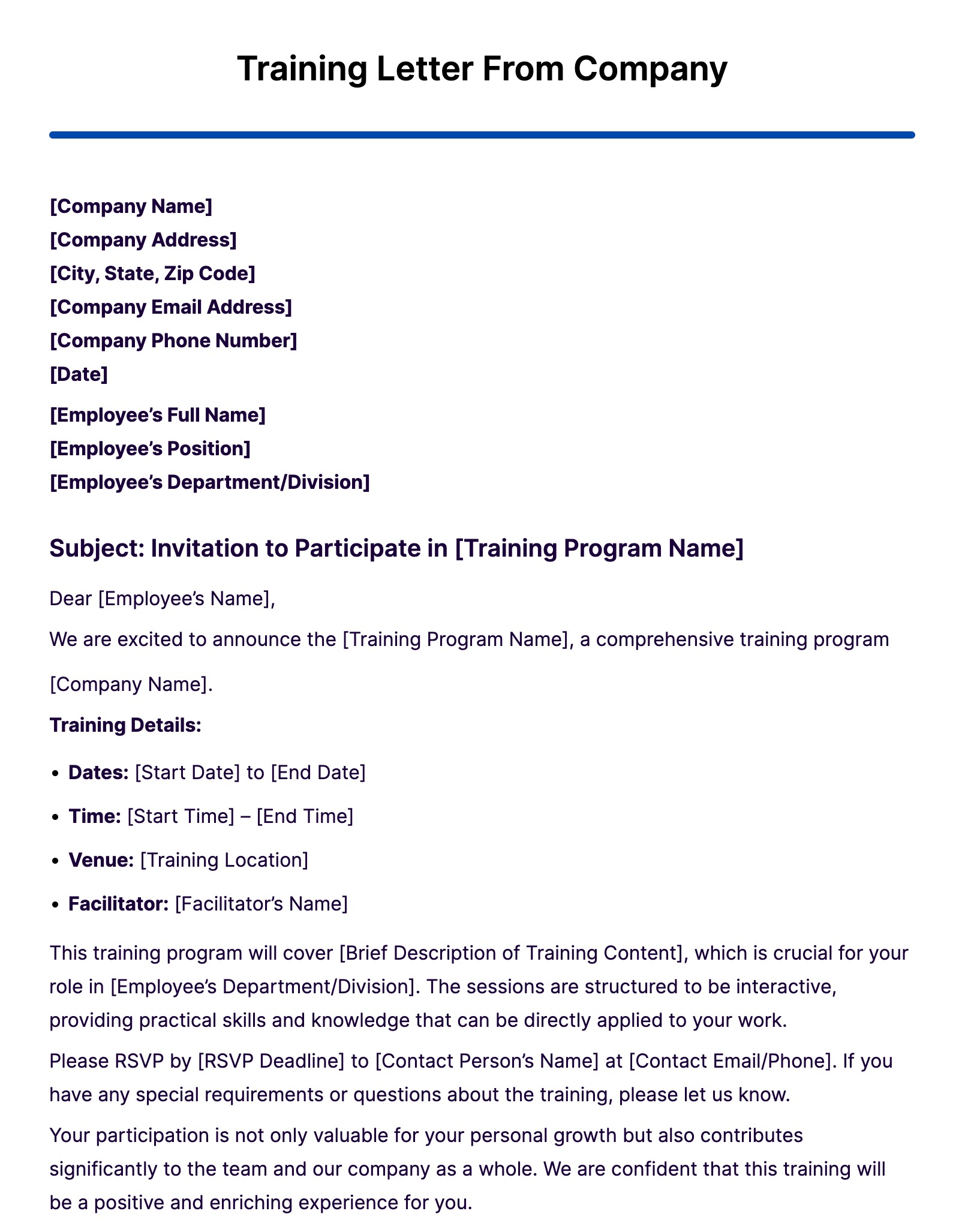 Training Letter - 31+ Examples, Format, Sample | Examples