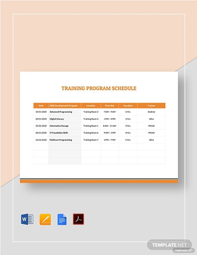 training program schedule template
