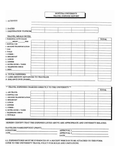 travel expense report form