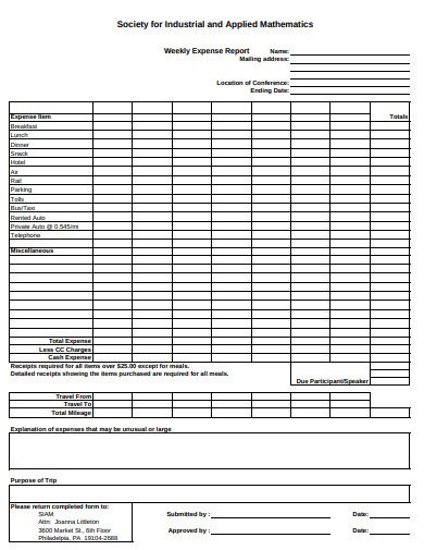 weekly expense report form