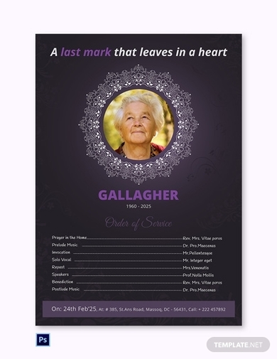 a3 funeral obituary program poster