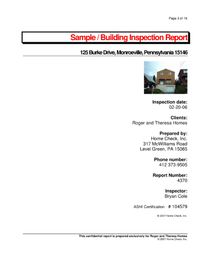 basic building inspection report