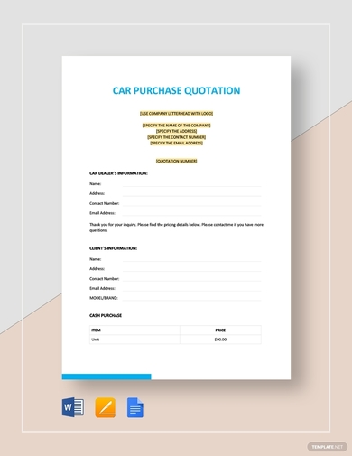 car rental purchase quotation