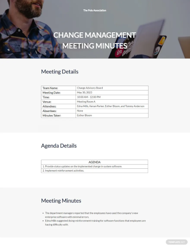 change management meeting minutes template
