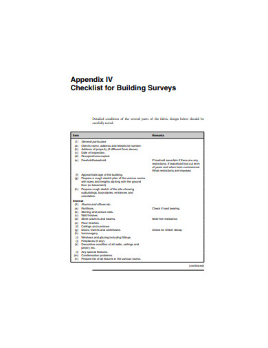 checklist for building surveys