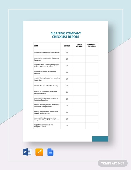 Cleaning Company Checklist Template