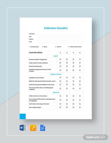 collection checklist template