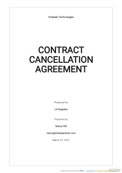 Contract Cancellation Agreement Template