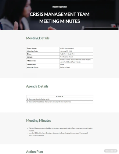crisis management team meeting minutes template