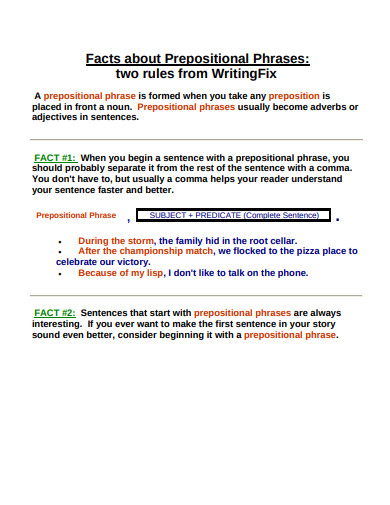 facts about prepositional phrases