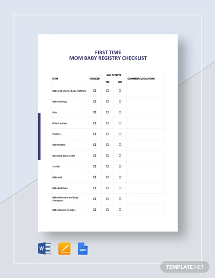 first time mom baby registry checklist template