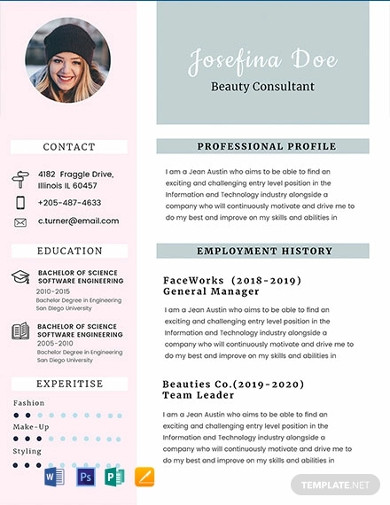 free beauty consultant resume template