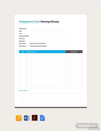 free management team meeting minutes template