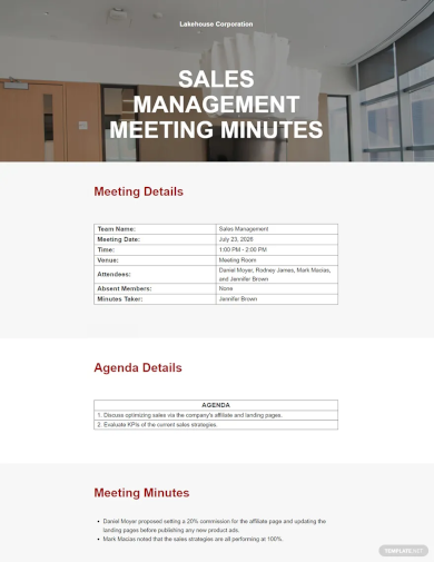 free sample management meeting minutes template