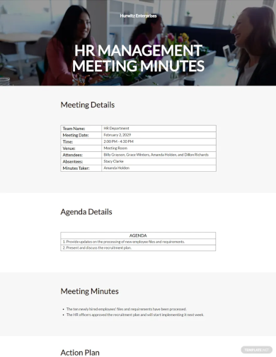 hr management meeting minutes template