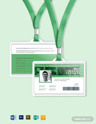 Horizontal Cleaning Service ID Card