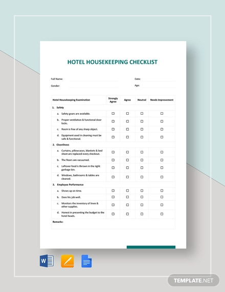 Hotel Checklist 13 Examples Format Pdf Tips