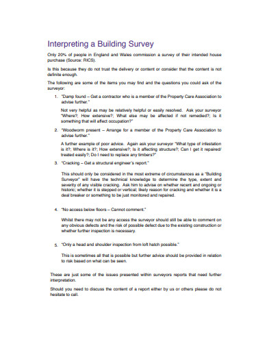 interpreting a building survey