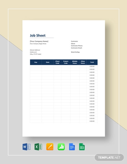 job sheet template