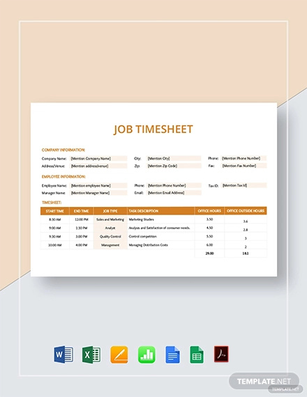job timesheet template