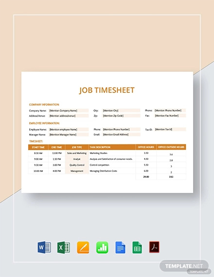 Job Timesheet Template