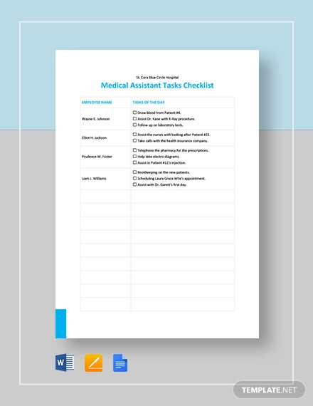 medical assistant checklist template