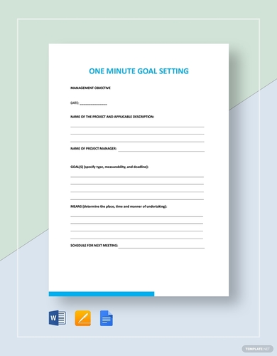 one minute goal setting templates