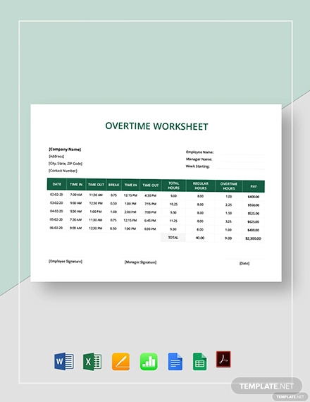 overtime worksheet template