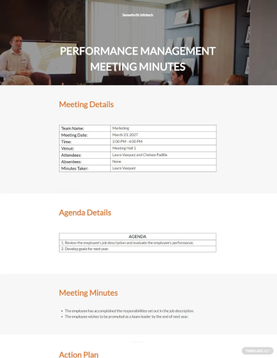 performance management meeting minutes template