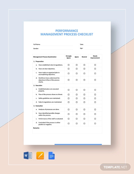 performance management process checklist template1