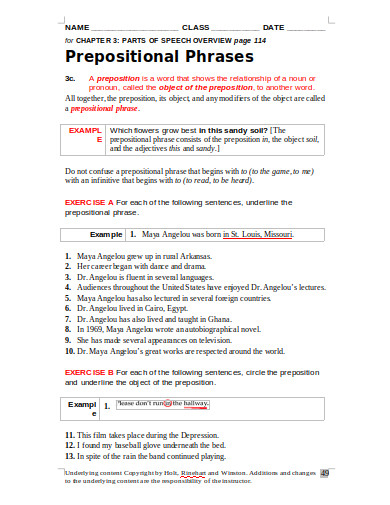 prepositional phrases worksheet