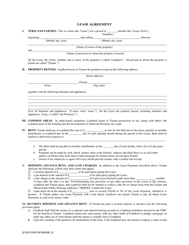 printable house rental lease agreement