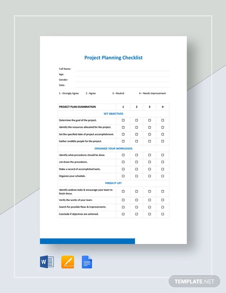 project planning checklist template