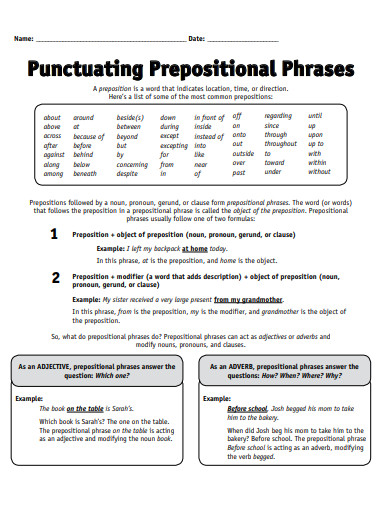 punctuating prepositional phrases