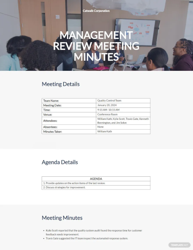 quality management meeting minutes template
