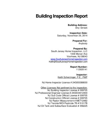 residential building inspection report