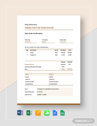 Free 6 Sales Order Confirmation Templates Examples Download Now Examples