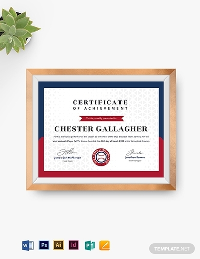 simple baseball award certificate