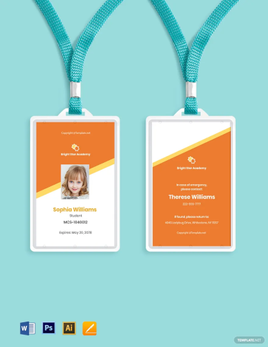 vertical school id card template example