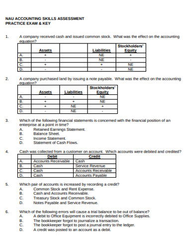 Accounting Assesment Skills Example