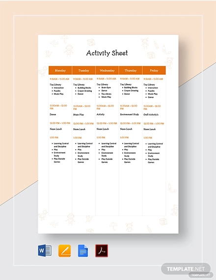 Activity Sheet - 11+ Examples, Format, Pdf | Examples