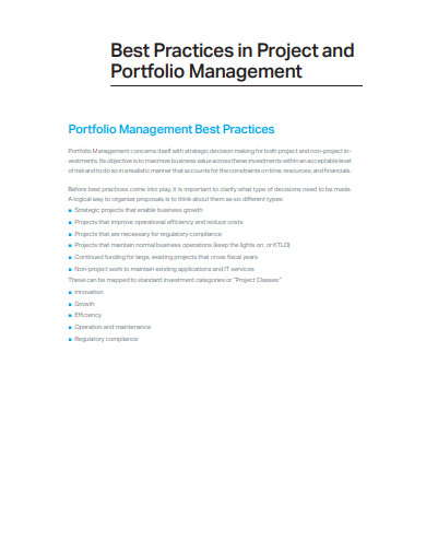 Best Practices in Project and Portfolio Management