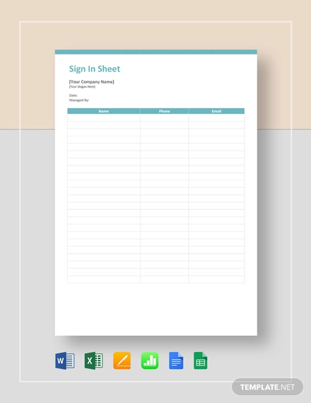 Blank Sign in Sheet Template