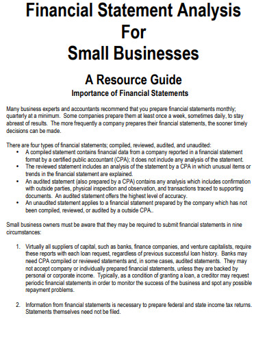 financial statement analysis for small business