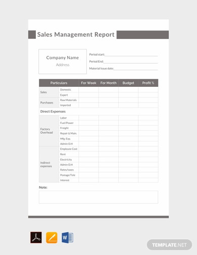 Free Sales Management Report Template