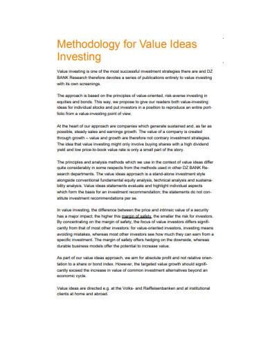 methodology for value ideas investing
