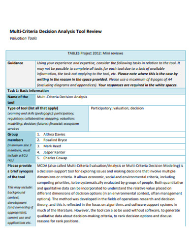 multi criteria decision analysis example