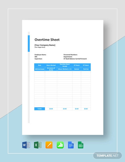 Overtime Sheet Template