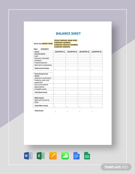 quarterly balance sheet template